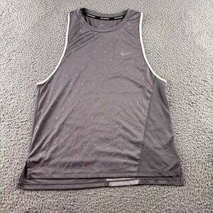 Nike Running Dri Fit Tank Top Women M Mesh Racerback Athleisure Star Print Gray